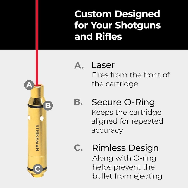 Strikeman Dry Fire Laser Training Cartridge - Great for Target Shooting Practice with Shotguns & Rifles, Made for Our Firearm Training System - Red Laser Cartridge Only, Multiple Calibers - Image 3